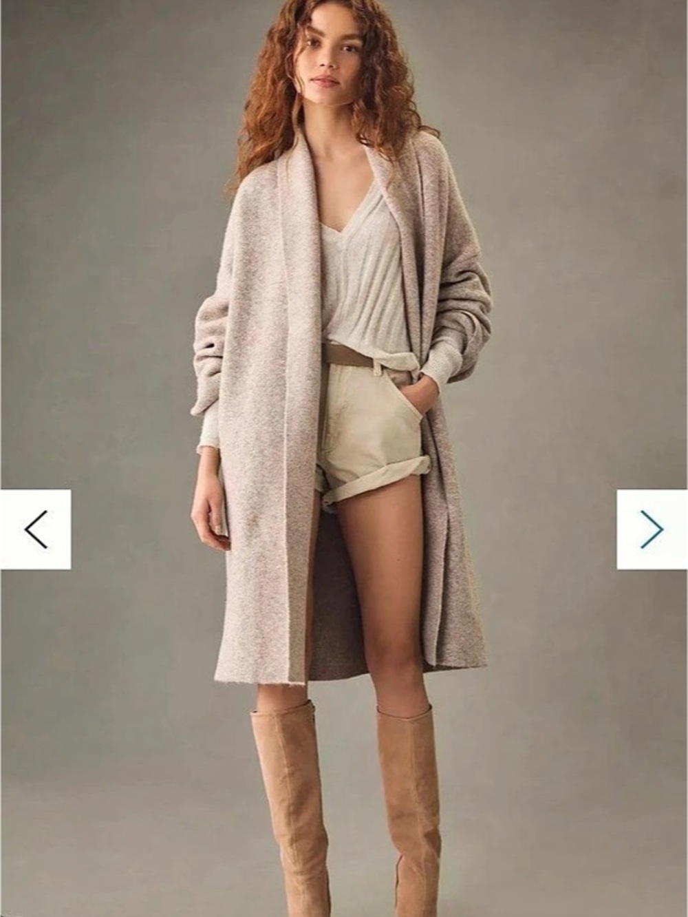 Anthropologie Mariel Longline Cardigan Sweater Longline Cardigan Beige One Size